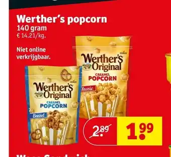 Kruidvat Werther’s popcorn 140 gram aanbieding