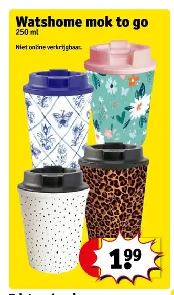 Kruidvat Watshome mok to go 250 ml aanbieding