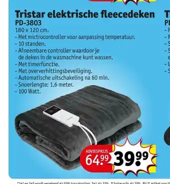 Kruidvat Tristar elektrische fleecedeken aanbieding