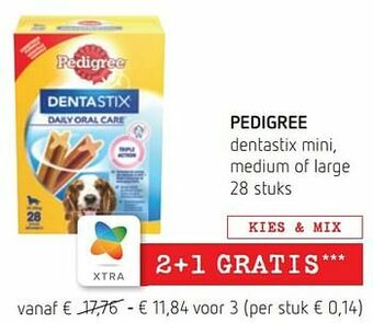 Spar Colruyt Pedigree dentastix mini, medium of large aanbieding