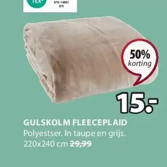Jysk Gulskolm fleeceplaid aanbieding