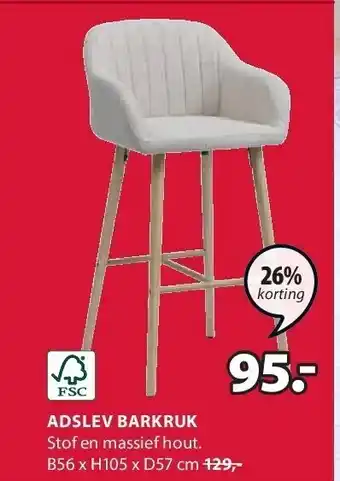 Jysk Adslev barkruk aanbieding