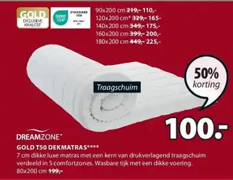 Jysk Gold t50 dekmatras aanbieding