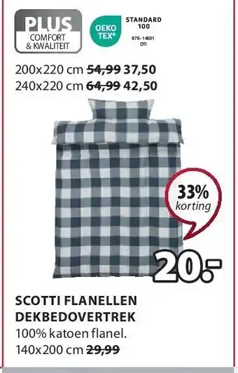 Jysk Scotti flanellen dekbedovertrek aanbieding