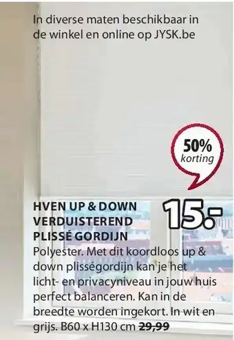 Jysk Hven up & down verduisterend plissé gordijn aanbieding