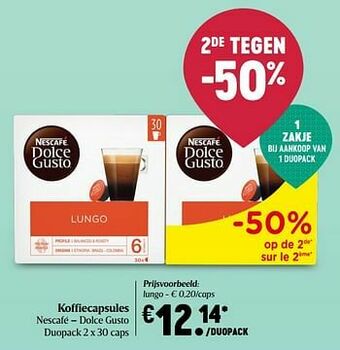 Delhaize Koffiecapsules nescafé dolce gusto lungo aanbieding