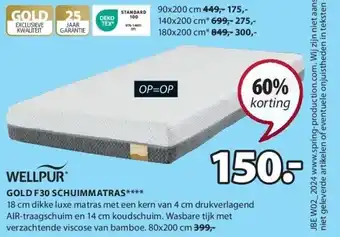 Jysk Gold f30 schuimmatras aanbieding
