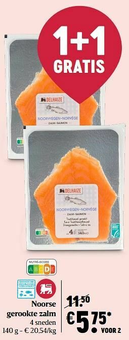 Delhaize Noorse gerookte zalm aanbieding