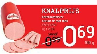 Spar Colruyt Boterhamworst natuur of met look excellent aanbieding