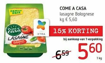 Spar Colruyt Come a casa lasagne bolognese aanbieding