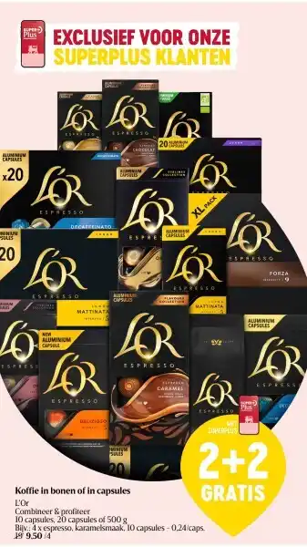 Delhaize Koffie in bonen of in capsules aanbieding