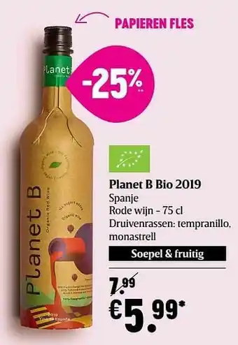 Delhaize Planet b bio 2019 spanje rode wijn aanbieding