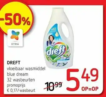 Spar Colruyt Dreft vloeibaar wasmiddel blue dream aanbieding
