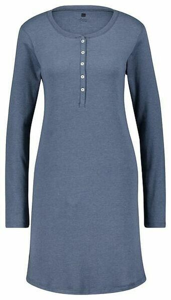 HEMA HEMA Dames Nachthemd Katoen Ribbels Blauw (blauw) aanbieding