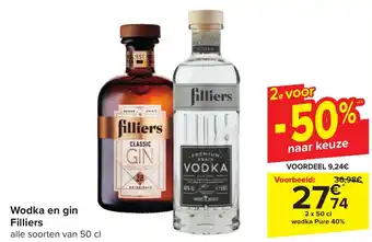 Carrefour Market Wodka en gin Filliers 2 x 50 cl aanbieding