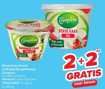 Carrefour Market Verse kaas, kwark of Brabantse plattekaas Campina aanbieding