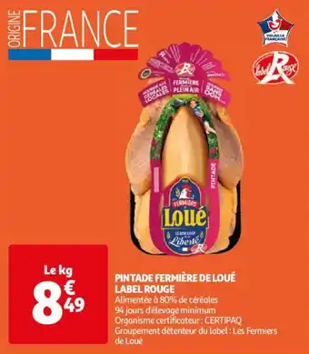 Auchan PINTADE FERMIÈRE DE LOUÉ LABEL ROUGE aanbieding