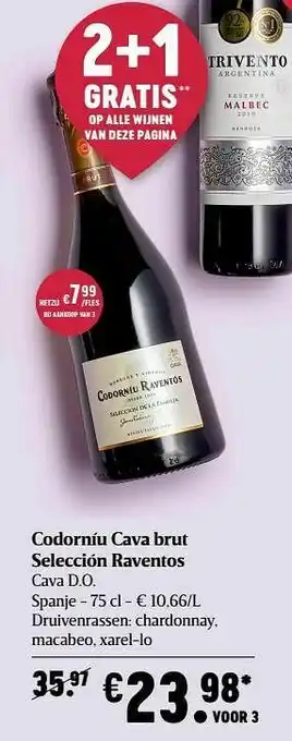 Delhaize Codorníu cava brut selección raventos cava d.o. spanje aanbieding
