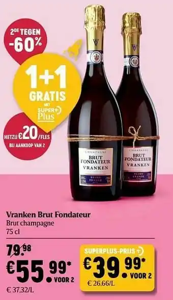 Delhaize Vranken brut fondateur brut champagne aanbieding