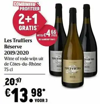 Delhaize Les truffiers réserve 2019-2020 witte of rode wijn uit de côtes-du-rhône aanbieding