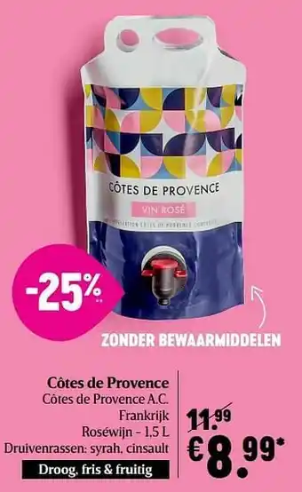 Côtes de provence côtes de provence a.c. frankrijk roséwijn