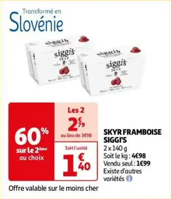 Auchan SKYR FRAMBOISE SIGGI'S 2x140g aanbieding