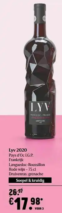 Lyv 2020 pays d’oc i.g.p. frankrijk languedoc-roussillon rode wijn
