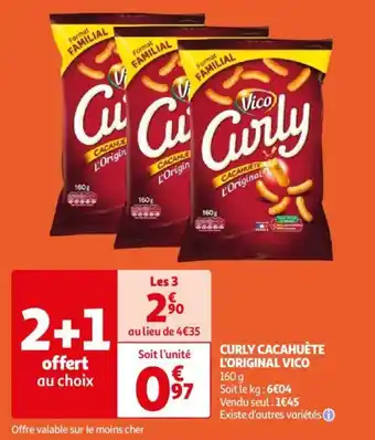 Auchan CURLY CACAHUÈTE L'ORIGINAL VICO 160 g aanbieding