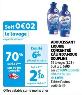 Auchan ADOUCISSANT LIQUIDE CONCENTRE CÂLIN D'AMOUR 1.2L aanbieding