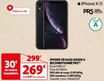Auchan IPHONE XR 64GO GRADE A. RECONDITIONNÉ PRS ref. 651119 aanbieding