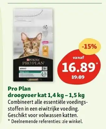 Maxi Zoo Pro plan droogvoer kat 1,4 kg - 1,5 kg aanbieding