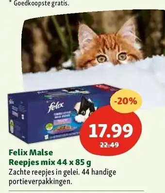 Maxi Zoo Felix malse reepjes mix 44 x 85 g aanbieding