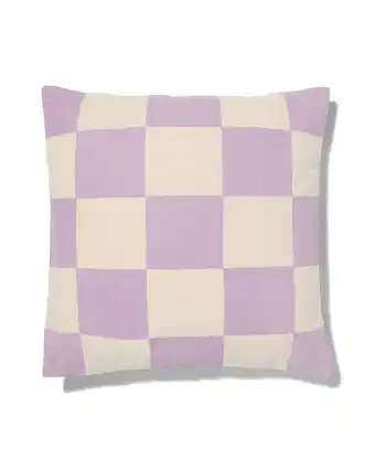 Hema kussenhoes katoen met blokken 50x50 lila