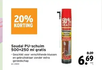 GAMMA Soudal pu-schuim 500+250 ml gratis aanbieding