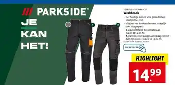 Lidl Werkbroek waterafstotend bovenmateriaal aanbieding