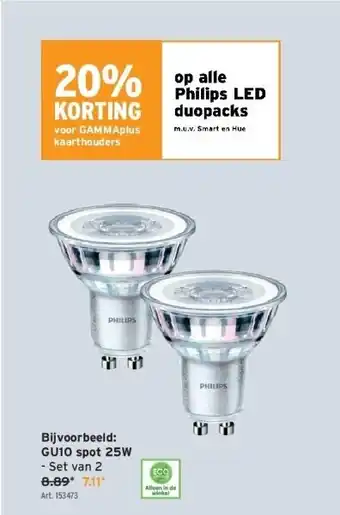 GAMMA Philips led duopacks aanbieding