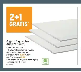 GAMMA Gyproc gipsplaat dikte 9,5 mm aanbieding