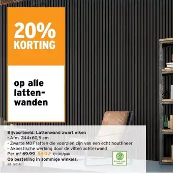 GAMMA Lattenwand zwart eiken aanbieding