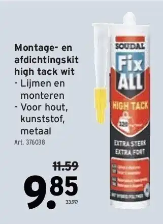 GAMMA Montage- en afdichtingskit high tack wit aanbieding