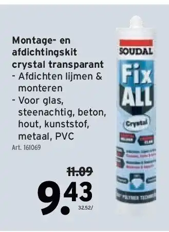 GAMMA Montage- en afdichtingskit crystal transparant aanbieding