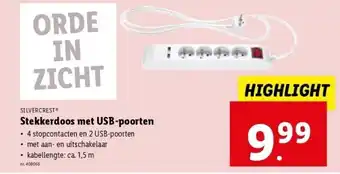 Lidl Stekkerdoos met usb-poorten aanbieding