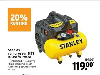 GAMMA Stanley compressor dst 100/8/6 750w aanbieding