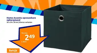 Action Home Accents opvouwbare opbergmand 30 x 30 x 30 cm aanbieding
