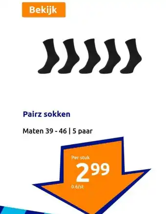 Action Pairz sokken maten 39 - 46 aanbieding