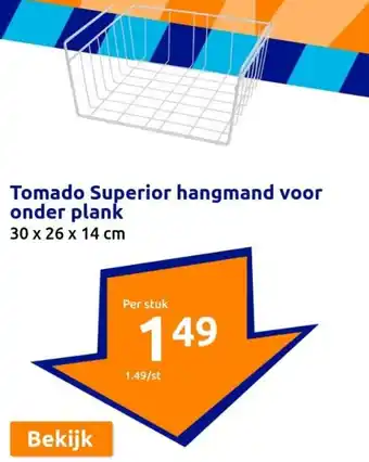 Tomado Superior hangmand voor onder plank 30 x 26 x 14 cm