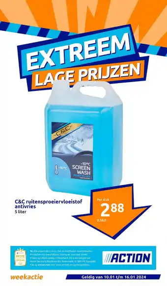 Action ruitensproeiervloeistof antivries 5 liter aanbieding