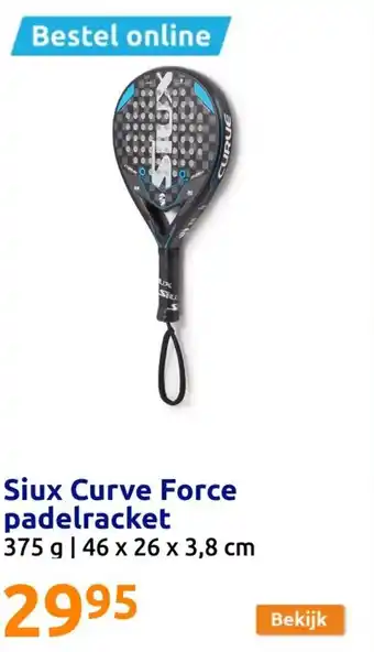 Action Curve force padelracket 375 g 46x 26 x 3,8 cm aanbieding