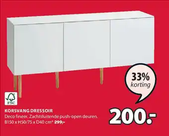 Jysk Korsvang dressoir B150 x H50 75 x D40 cm aanbieding