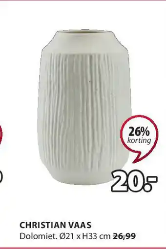 Jysk Christian vaas 21 x H33 cm aanbieding