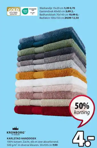 Jysk Karlstad handdoek 50x100 cm aanbieding